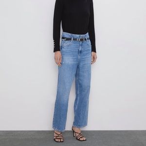Zara belted high waisted jeans